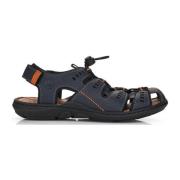 Blauwe Platte Sandalen voor Heren Rieker , Blue , Heren