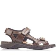 Bruine leren platte sandalen Rieker , Brown , Heren