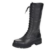 Stijlvolle leren veterschoenen met rits Rieker , Black , Dames