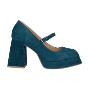 Sandaal met gespsluiting en vierkante hak Alma EN Pena , Blue , Dames