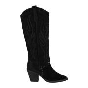 Studded Leren Cowboy Laarzen Alma EN Pena , Black , Dames