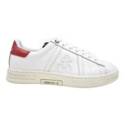 Rode en witte leren sneakers Premiata , White , Dames