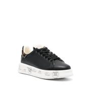 Leren Sneakers met Logo Print Premiata , Black , Dames