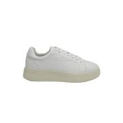 Witte Leren Platform Sneakers Blauer , White , Dames