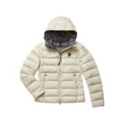 Gewatteerde Nylon Pufferjas met Capuchon Blauer , Beige , Dames