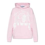 Hoodie met logo Ganni , Pink , Dames