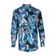 Bloemen Foliage Linnen Overhemd Etro , Blue , Heren