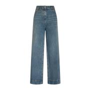 Blauwe Jeans met Hoge Taille en Ingelegd Borduursel Etro , Blue , Dame...