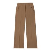 Wijde broek van zachte techno wol Luisa Cerano , Brown , Dames