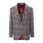 Wollen Zijden Kasjmier Blazer Brunello Cucinelli , Gray , Heren