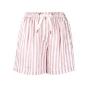 Gestreepte zijden blend mini shorts Brunello Cucinelli , Pink , Dames