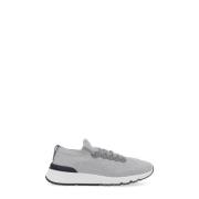 Grijze Wol Gebreide Sneakers voor Heren Brunello Cucinelli , Gray , He...