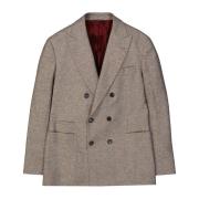 Dubbelbreasted wollen jas Brunello Cucinelli , Beige , Heren