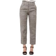 Klassieke geruite hoge taille slim fit broek Brunello Cucinelli , Beig...