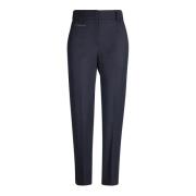 Blauwe Broderie Pantalon van Wolmix Brunello Cucinelli , Blue , Dames