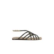 Elegante Netten Platte Sandalen Brunello Cucinelli , Black , Dames