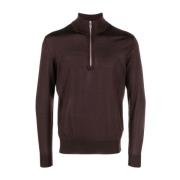 Halve rits wollen breigoed Ermenegildo Zegna , Brown , Heren