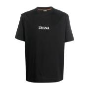 Zwarte T-shirts Polos voor heren Aw23 Ermenegildo Zegna , Black , Here...