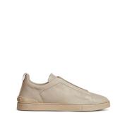 Italiaanse Leren Sneakers Ermenegildo Zegna , Beige , Heren