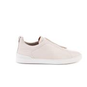 Ivory Lage Top Triple Stitch™ Leren Sneakers Ermenegildo Zegna , Beige...