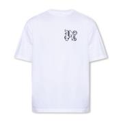 Merk T-shirt Palm Angels , White , Heren