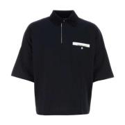 Oversized Polo Shirt in Midnight Blue Palm Angels , Blue , Heren