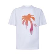 Sprayed Logo Sportshirt Palm Angels , White , Heren