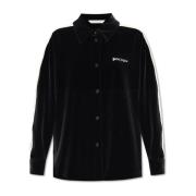 Velours shirt met logo Palm Angels , Black , Dames