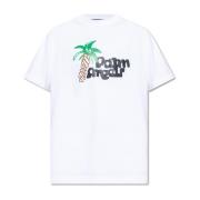 Merk T-shirt Palm Angels , White , Heren