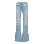 Blauwe Bootcut Ripped Jeans Palm Angels , Blue , Dames