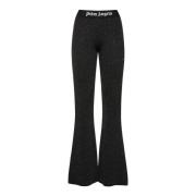 Zwarte Glitter Flared Broek Palm Angels , Black , Dames