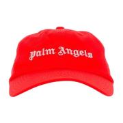 Geborduurd Logo Canvas Cap Palm Angels , Red , Heren