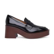 Met de hand gestikte leren platformloafer Tod's , Black , Dames