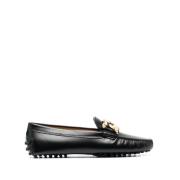 Zwarte Leren Loafers met Metalen Kettingdetail Tod's , Black , Dames