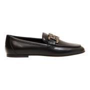 Zwarte Leren Gesp Strass Loafer - Maat 36 Tod's , Black , Dames