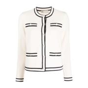 Frans Crème/Medium Navy Kendra Cardigan Tory Burch , White , Dames