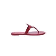 Rode Leren Miller Flip Flops Tory Burch , Red , Dames