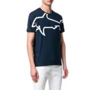 Blauw Katoenen Haaienprint T-Shirt Paul & Shark , Blue , Heren