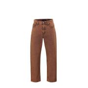 Zwarte Denim 5-Pocket Broek met Delavé Wassing Moorer , Orange , Dames