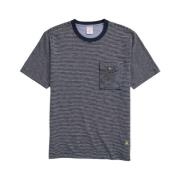 Gestreept Slub Katoenen T-shirt met Zak Brooks Brothers , Blue , Heren