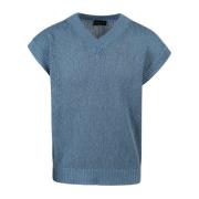 Sleeveless Knitwear Roberto Collina , Blue , Heren