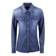 Stijlvolle Denim Blouse voor Vrouwen Dondup , Blue , Dames