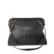 Vintage Leren Schoudertas Chanel Vintage , Black , Dames