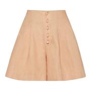 Flared Linen Shorts MVP wardrobe , Beige , Dames