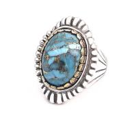 Turkoois Mohave Blauwe Zilveren Ring Jalan Jalan , Multicolor , Unisex