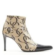 Pre-owned Leather boots Chanel Vintage , Beige , Dames