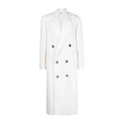 Dubbelrijige Witte Wollen Jas Ami Paris , White , Dames