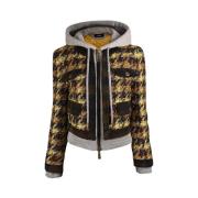 Houndstooth Tweed Hooded Blouson Dsquared2 , Multicolor , Dames