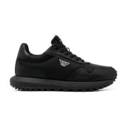 Zwarte gesloten sneakers voor heren Emporio Armani , Black , Heren