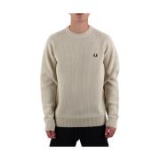 Geribbelde Wollen Trui Fred Perry , Beige , Heren